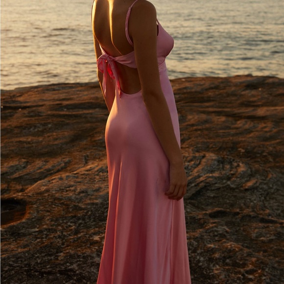 PEPPERMAYO Baby Pink Satin Maxi Dress - Picture 3 of 8